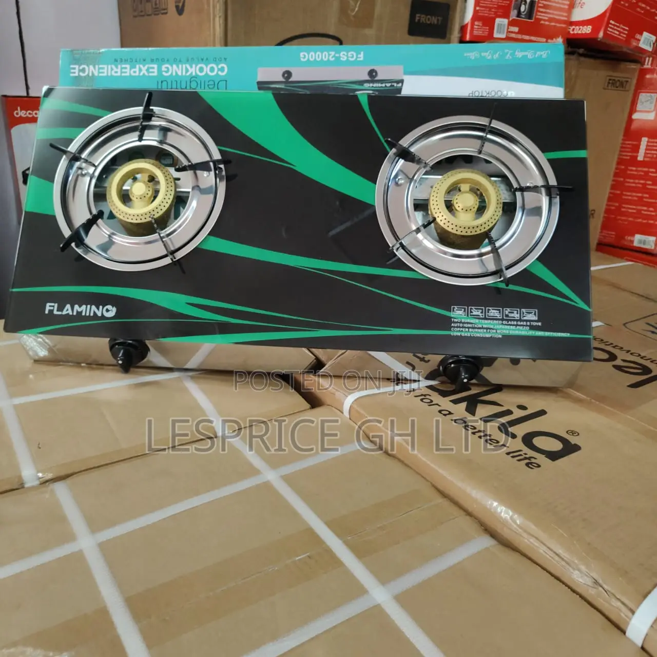 Topmost Quality 2 Burner Glass Top Gas Stove From Flamino