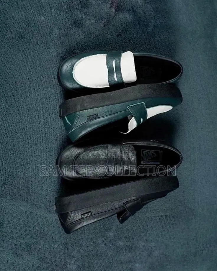 Vans Skate Loafer in Dark Forest Green and White. And in All Black