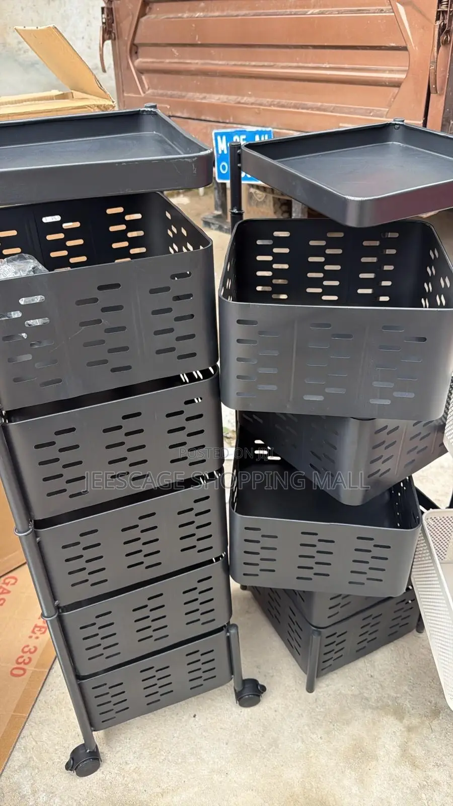 Multi-Tier Rolling Storage Carts With Perforated Baskets