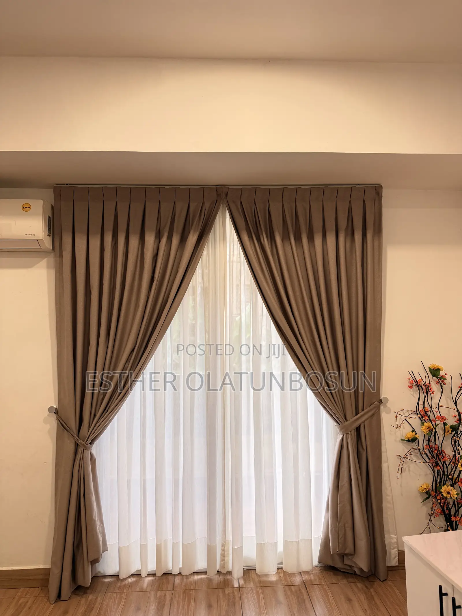 2 in 1 Customised Curtains With White Transparent Voile