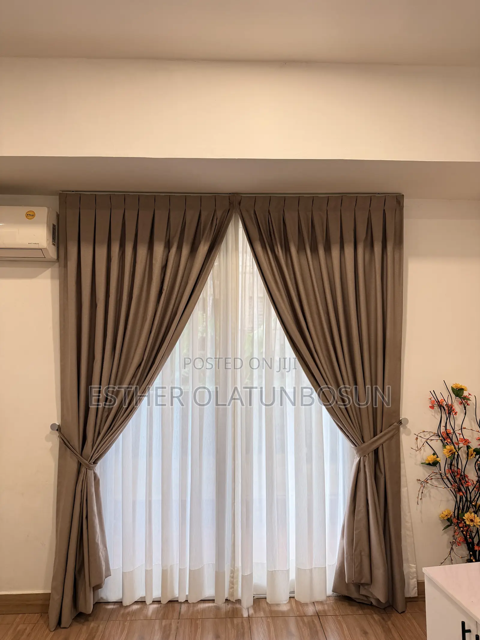 2 in 1 Customised Curtains With White Transparent Voile