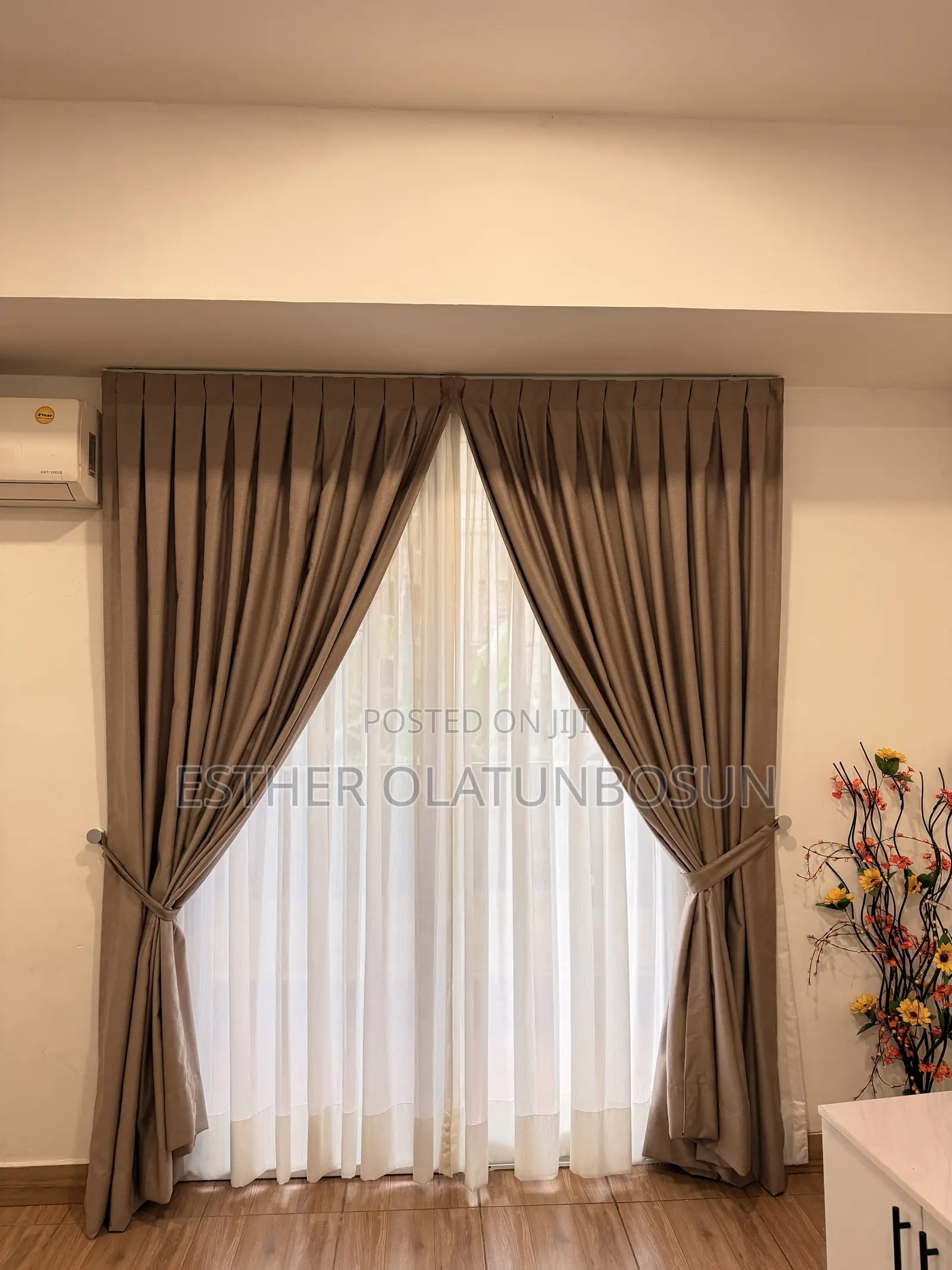 2 in 1 Customised Curtains With White Transparent Voile