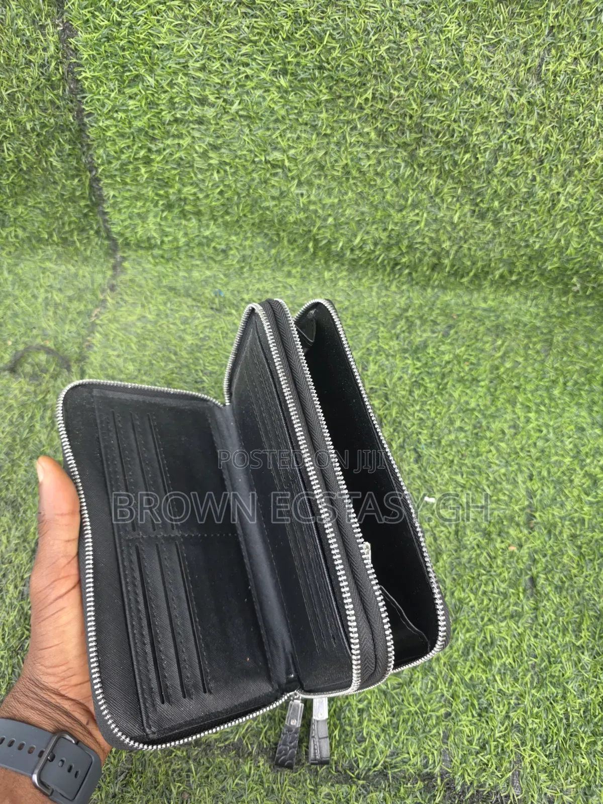 Crocodile Leather Double Zipper Clutch Bag (Uk Used)