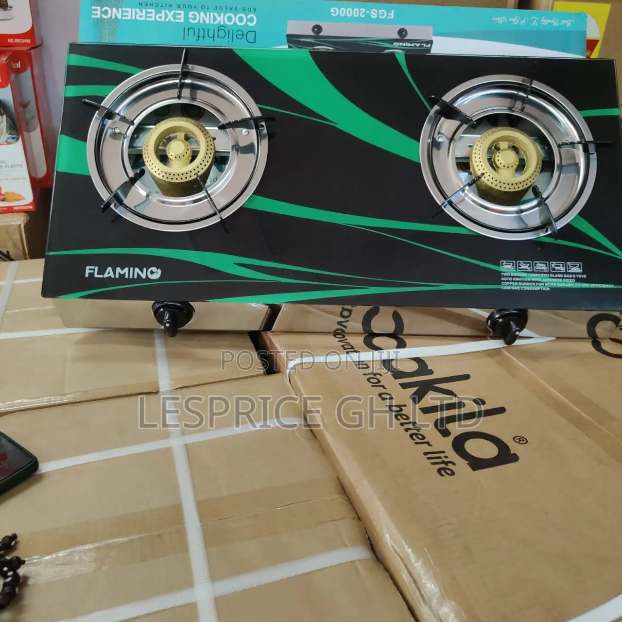 Hugely Discounted Fantastic 2 Burner Glass Top Flamino Gas Stove