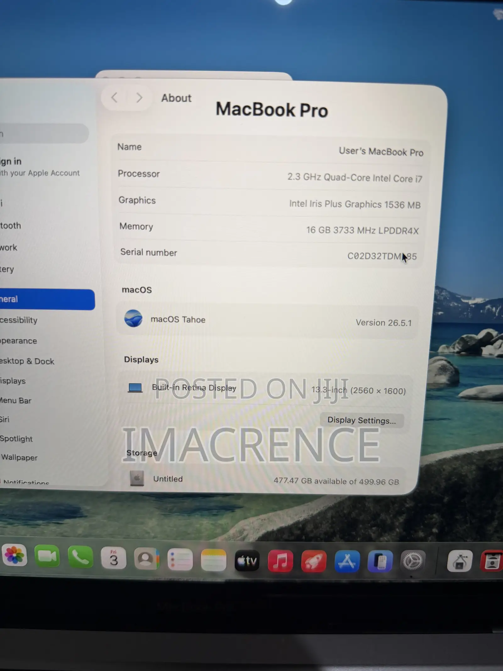 Laptop Apple MacBook Pro 2020 16GB Intel Core i7 SSD 512GB
