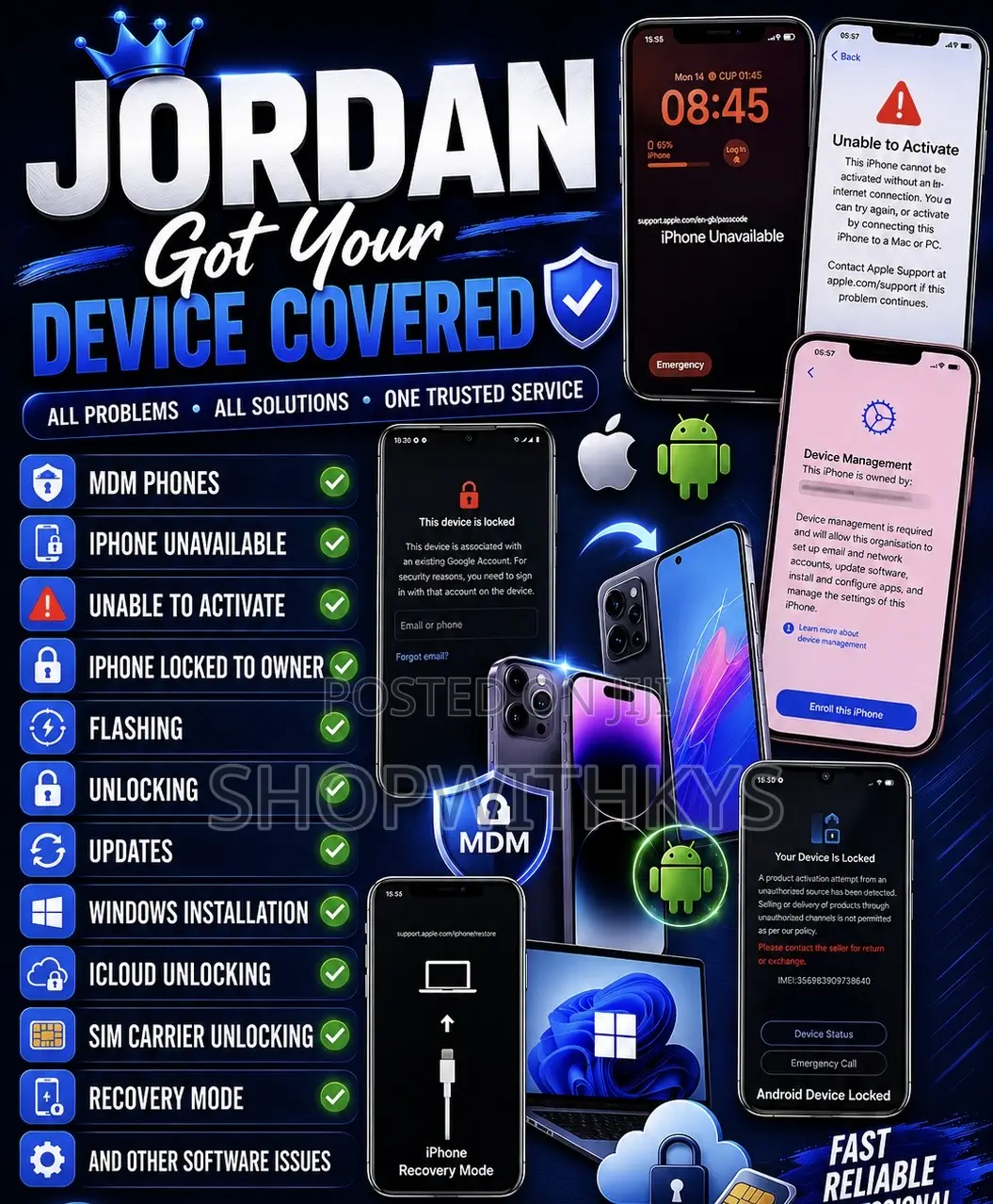 Phone Unlocking , Sim Unlocking, and Other Device Software Repairs