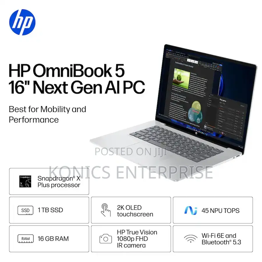 New Laptop HP OmniBook 5 16" 16GB Qualcomm Snapdragon X Plus SSD 1T