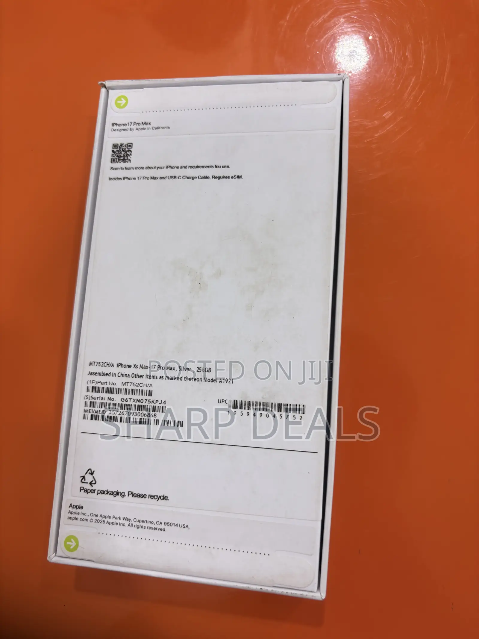 New Apple iPhone XS Max 256 GB Silver