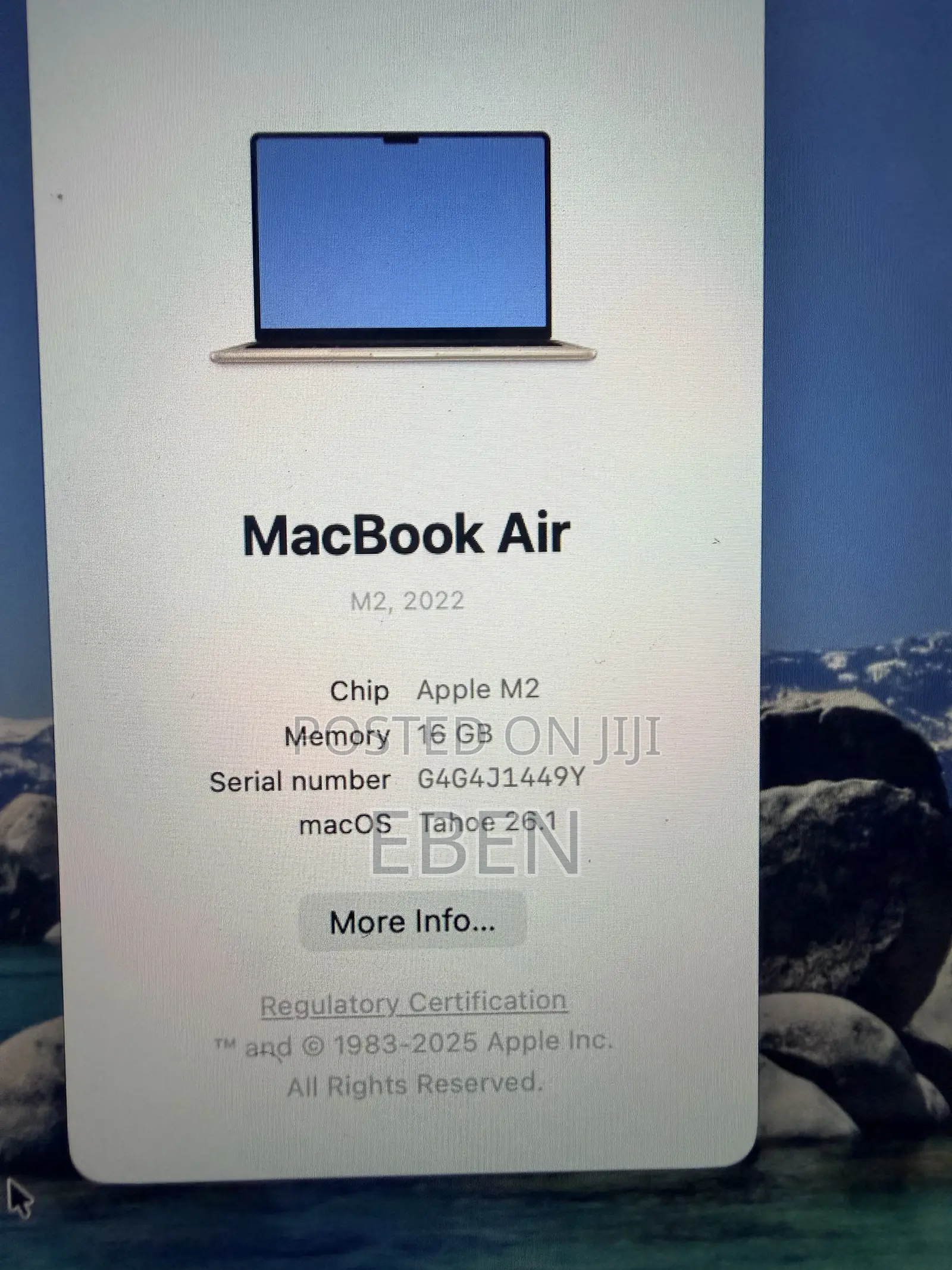 Laptop Apple MacBook Air 2022 M2 16GB Apple M2 SSD 256GB