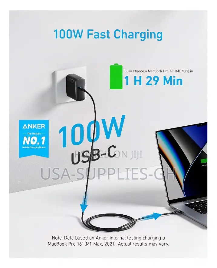 Anker 317 Charger (100w Usb-c) Laptop Macbook Charger From Usa