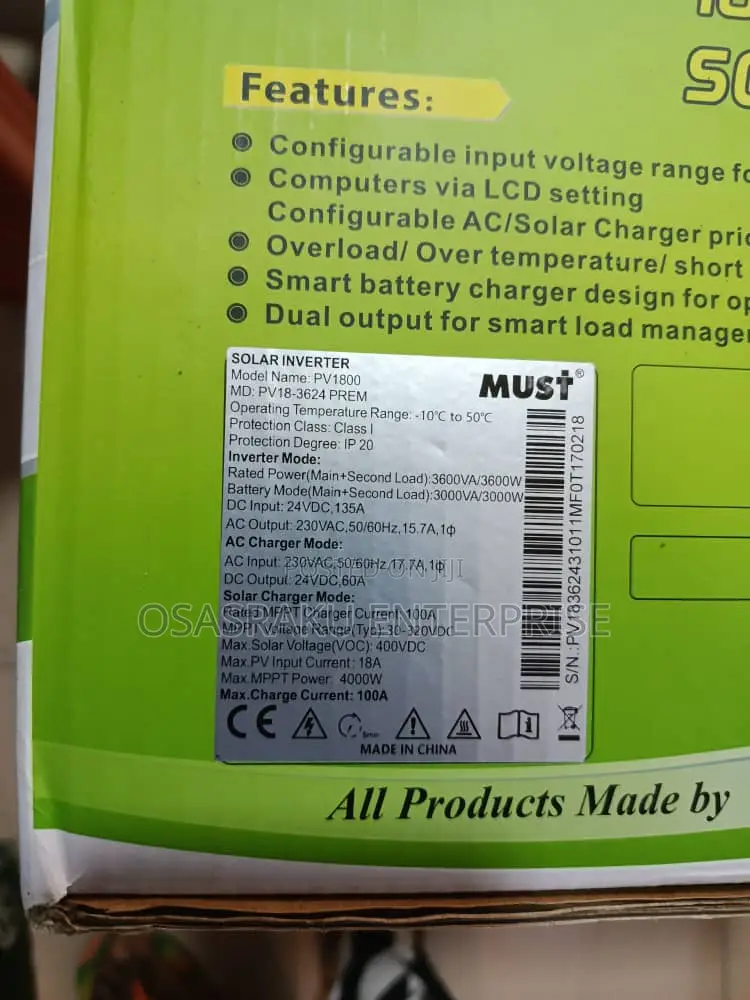24v 3.6kw 400voc Must Hybrid Inverter