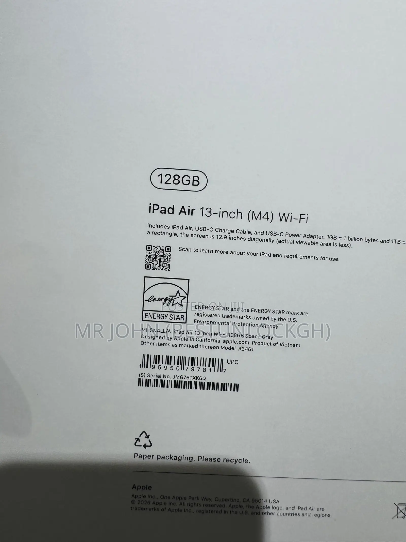 New Apple iPad Air 13 (2026) 128 GB Black
