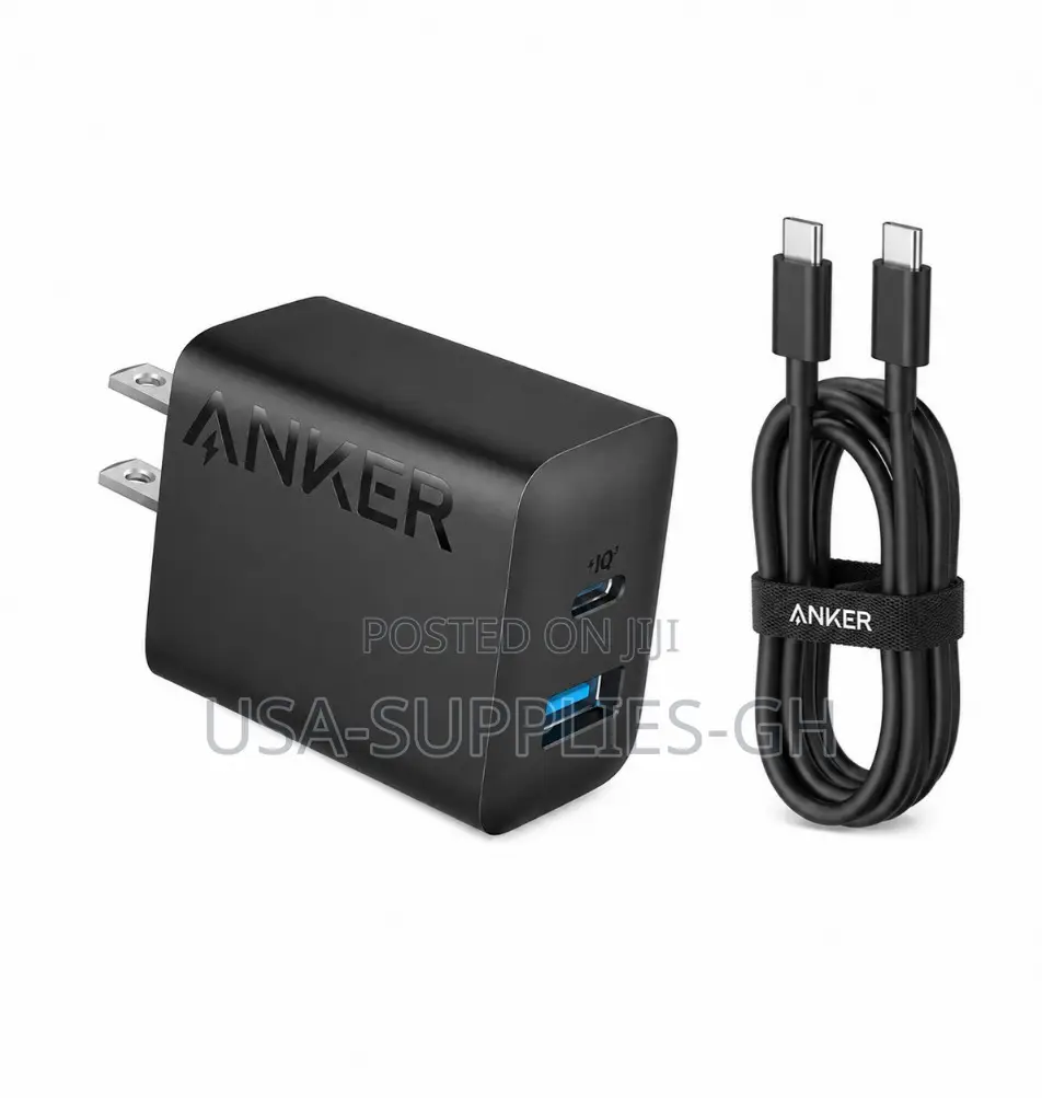 Anker 20w 2-Ports Fast Wall Charger With 5 Ft Usb-C Cable From Usa
