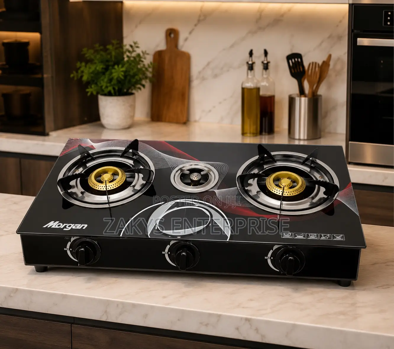 Glass Table Top 3 Gas Burners