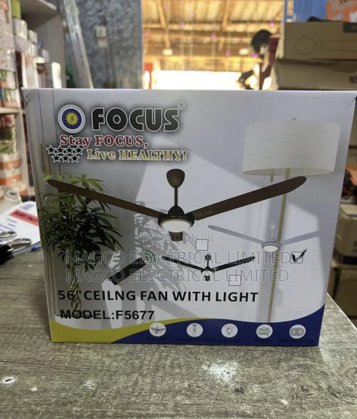 Focus Remote Ceiling Fan 56”