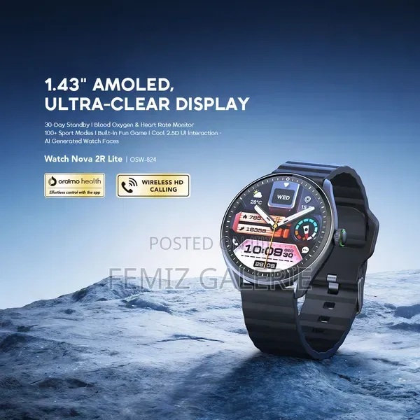 Oraimo Watch Nova 2r Lite 1.43" Amoled 30-Day Standby Smart Watch