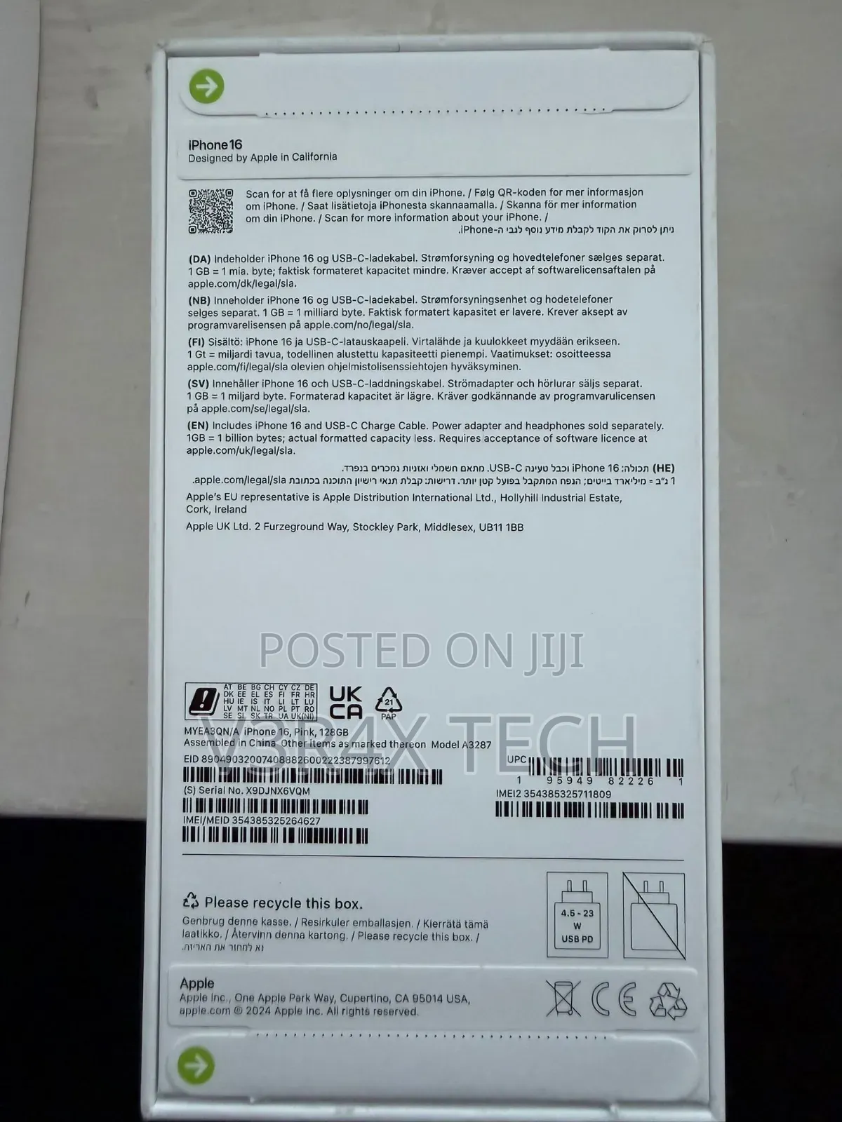 New Apple iPhone 16 128 GB Pink