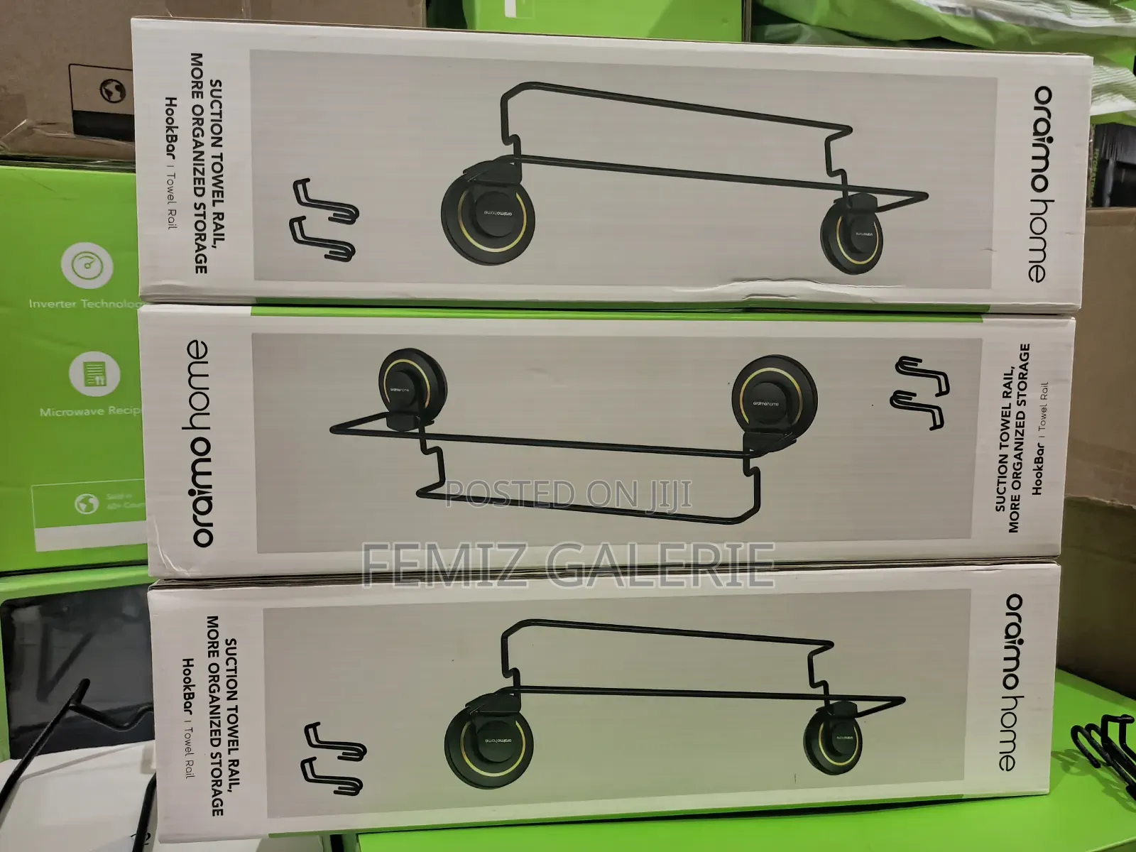 Oraimo Hookbar Reusable Suction Cup Towel Rail With Extra Hooks