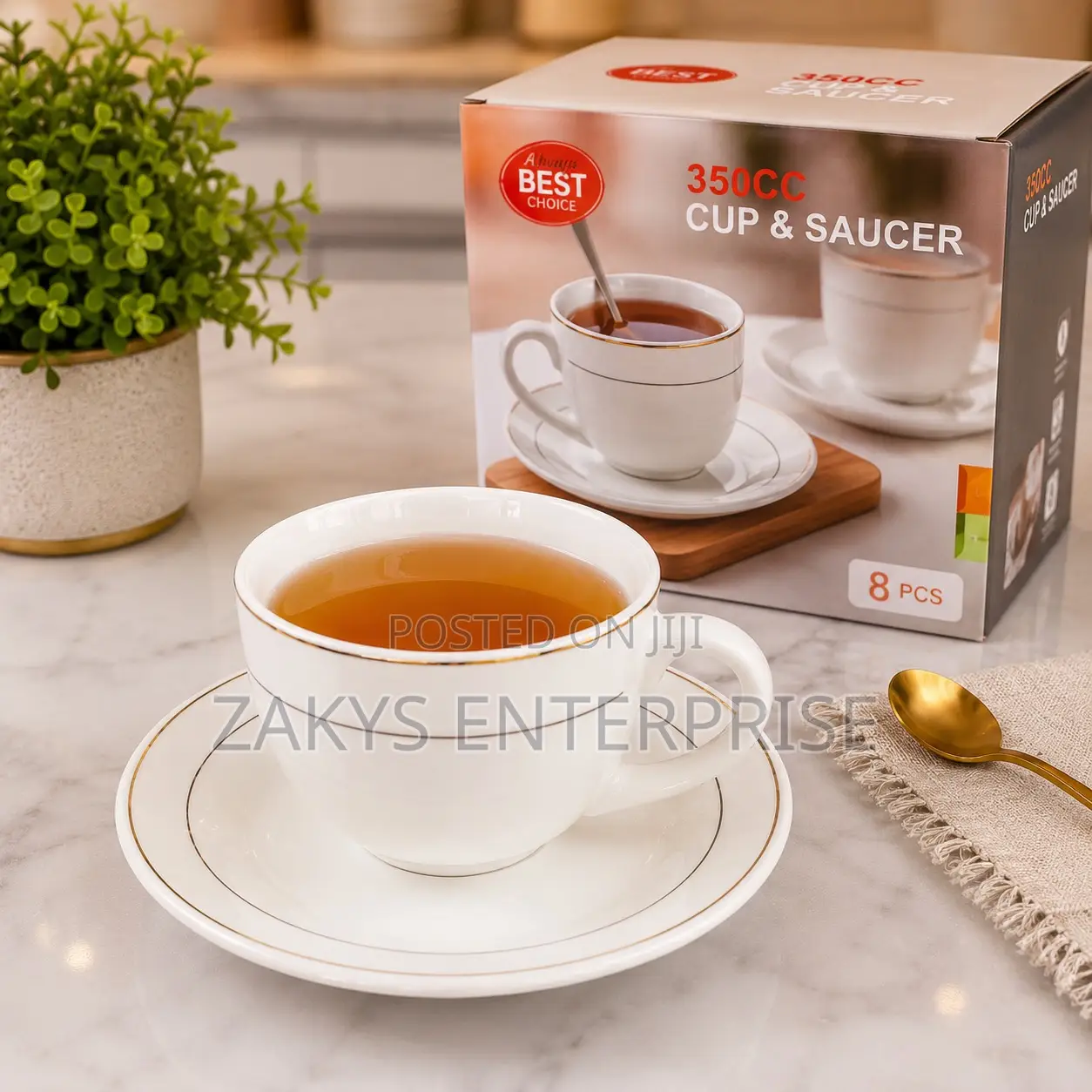 Tea Mug Saucer 8pcs