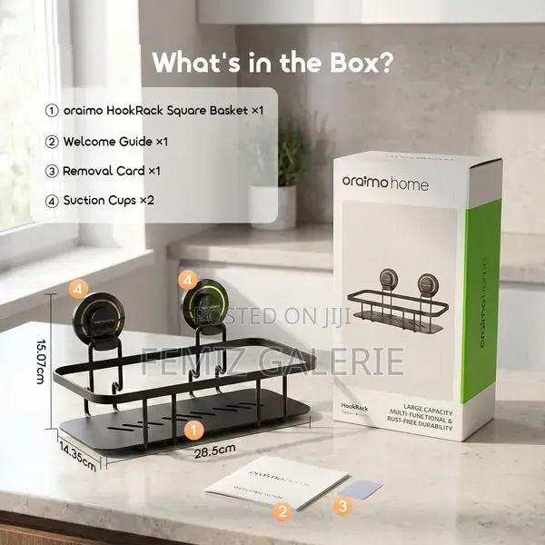 Oraimo Hookrack Square Basket Suction Storage Rack