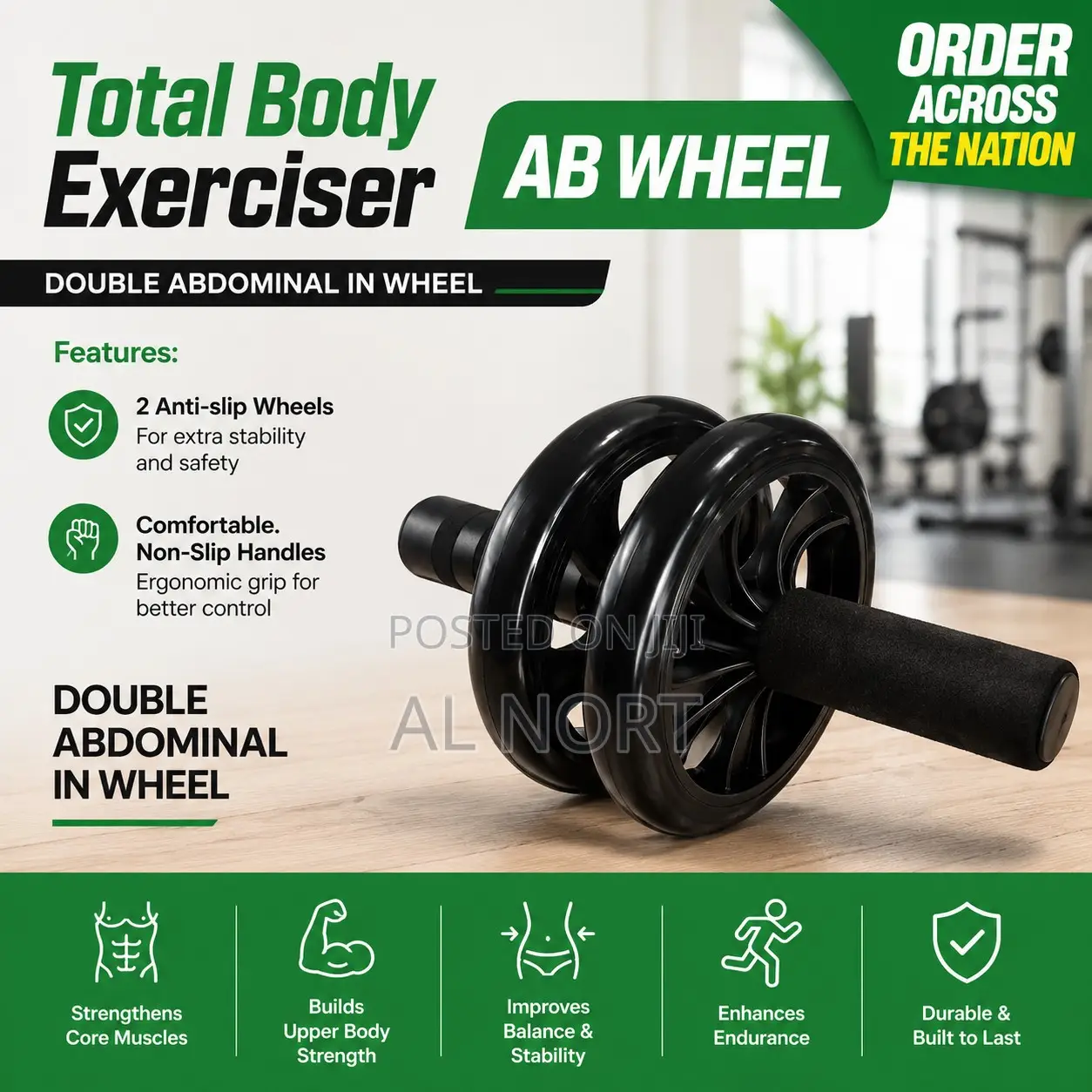 Double Ab Wheel – Total Body Exerciser – Black