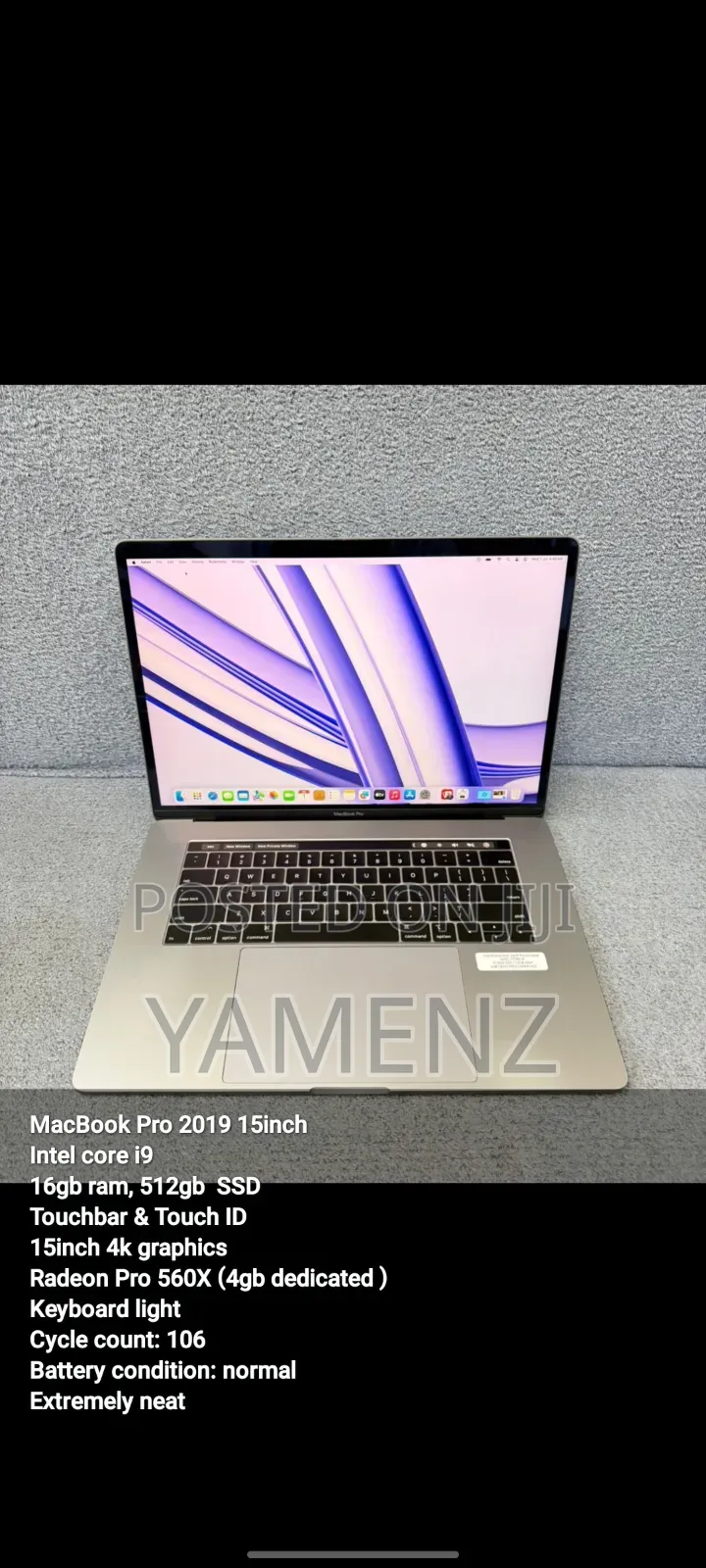 Laptop Apple MacBook 2019 16GB Intel Core i9 SSD 512GB