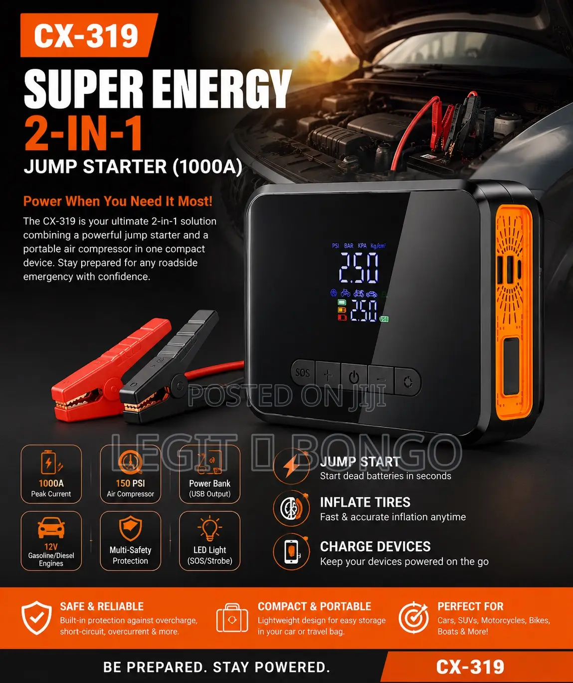 Super Energy 2 in 1 Jumper Starter + Tyre Pump (1000a)