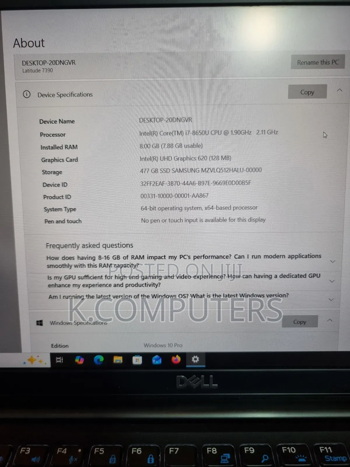 Laptop Dell Latitude 7390 8GB Intel Core i7 SSD 256GB