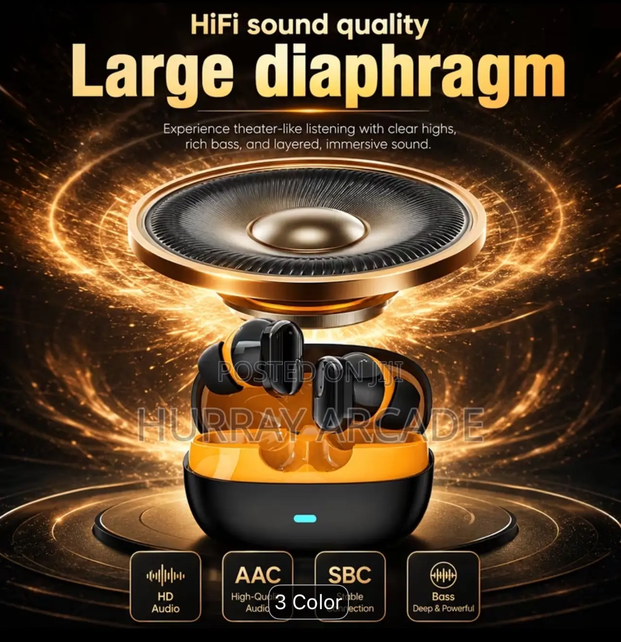 Wireless on-Ear Sleeping Headset (Black and Yellow)