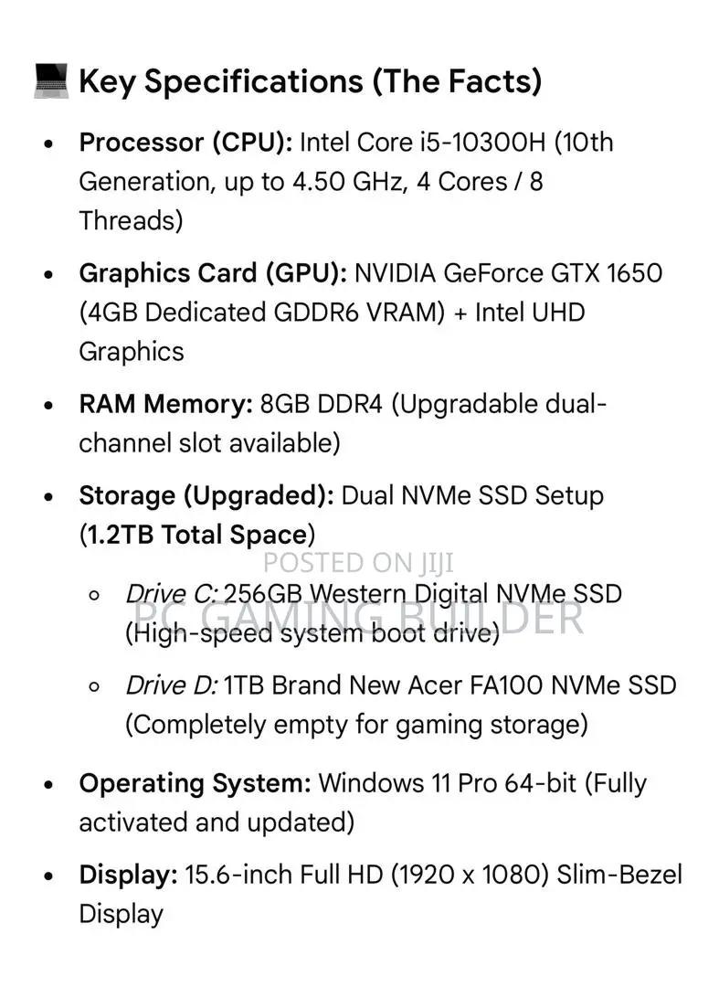 Laptop Acer Nitro 5 8GB Intel Core i5 SSD 1T