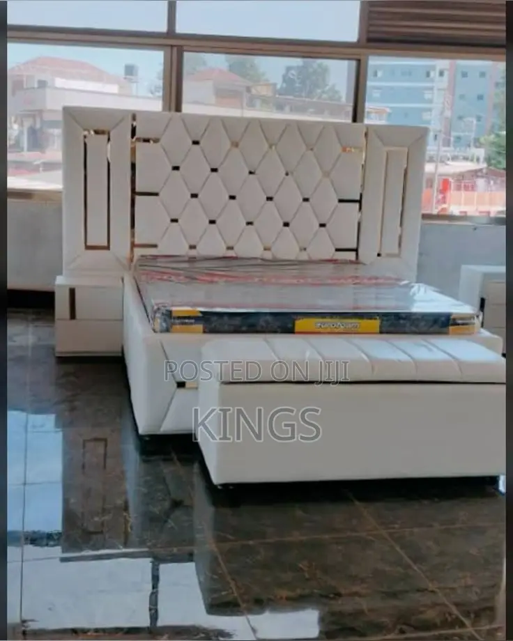 Luxury Fabric Upholstered Queen Size Bed Frame – Brand New