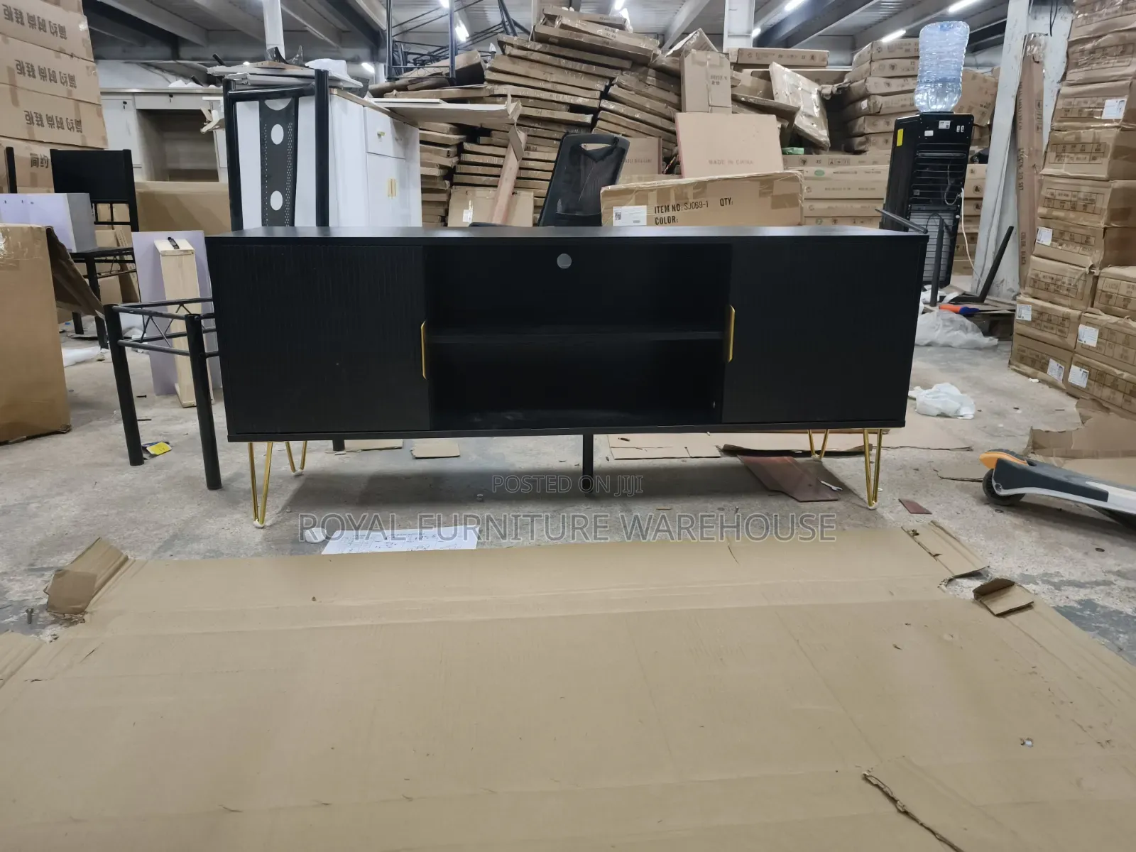 Foreign Black Wooden Tv Stand