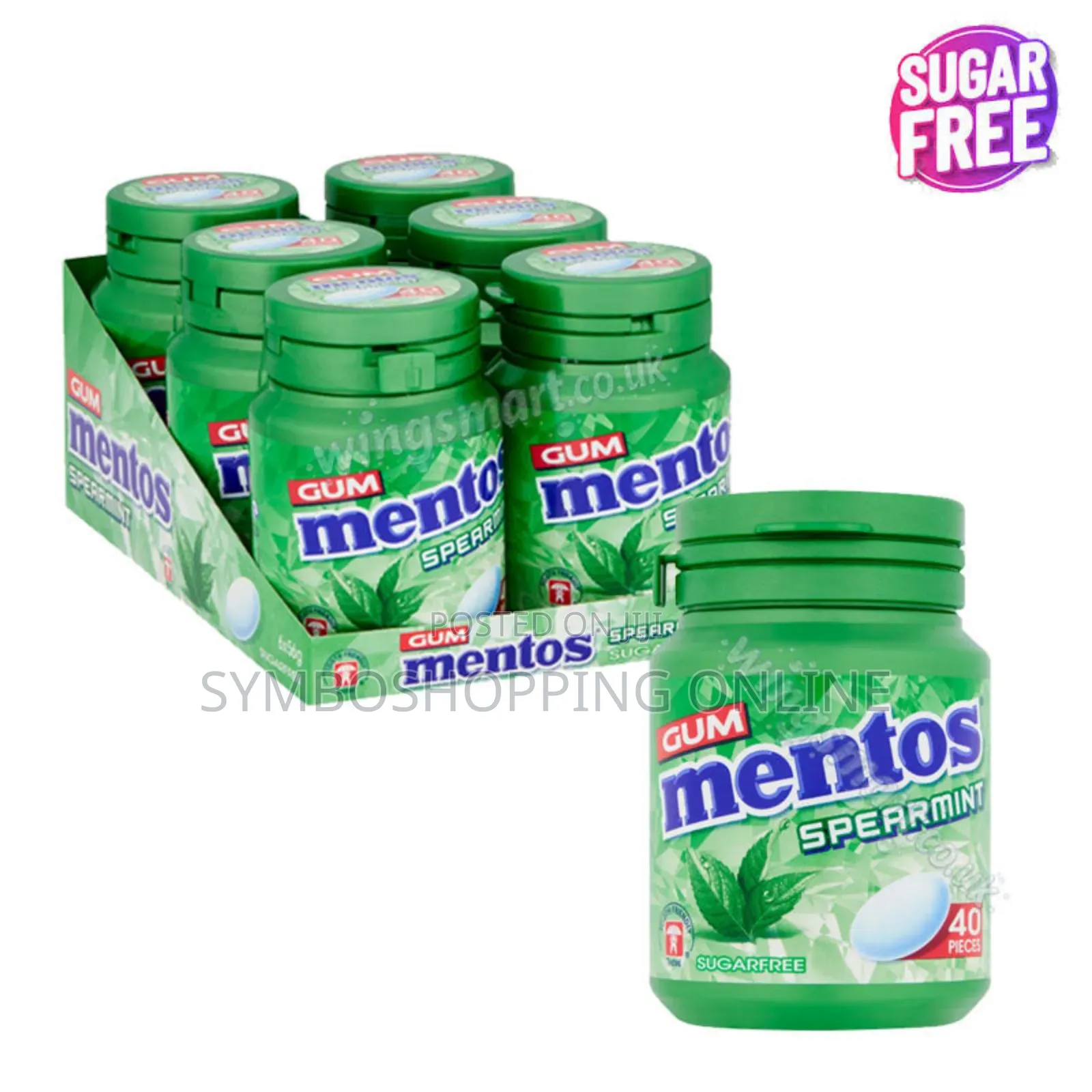 Mentos Pure Fresh Spearmint Gum 6 Pack