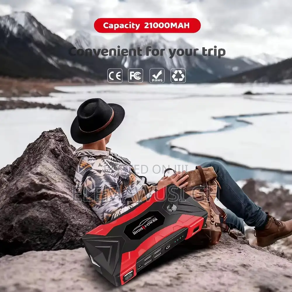 2-in-1 Portable High-Capacity Jump Starter Air Pump!