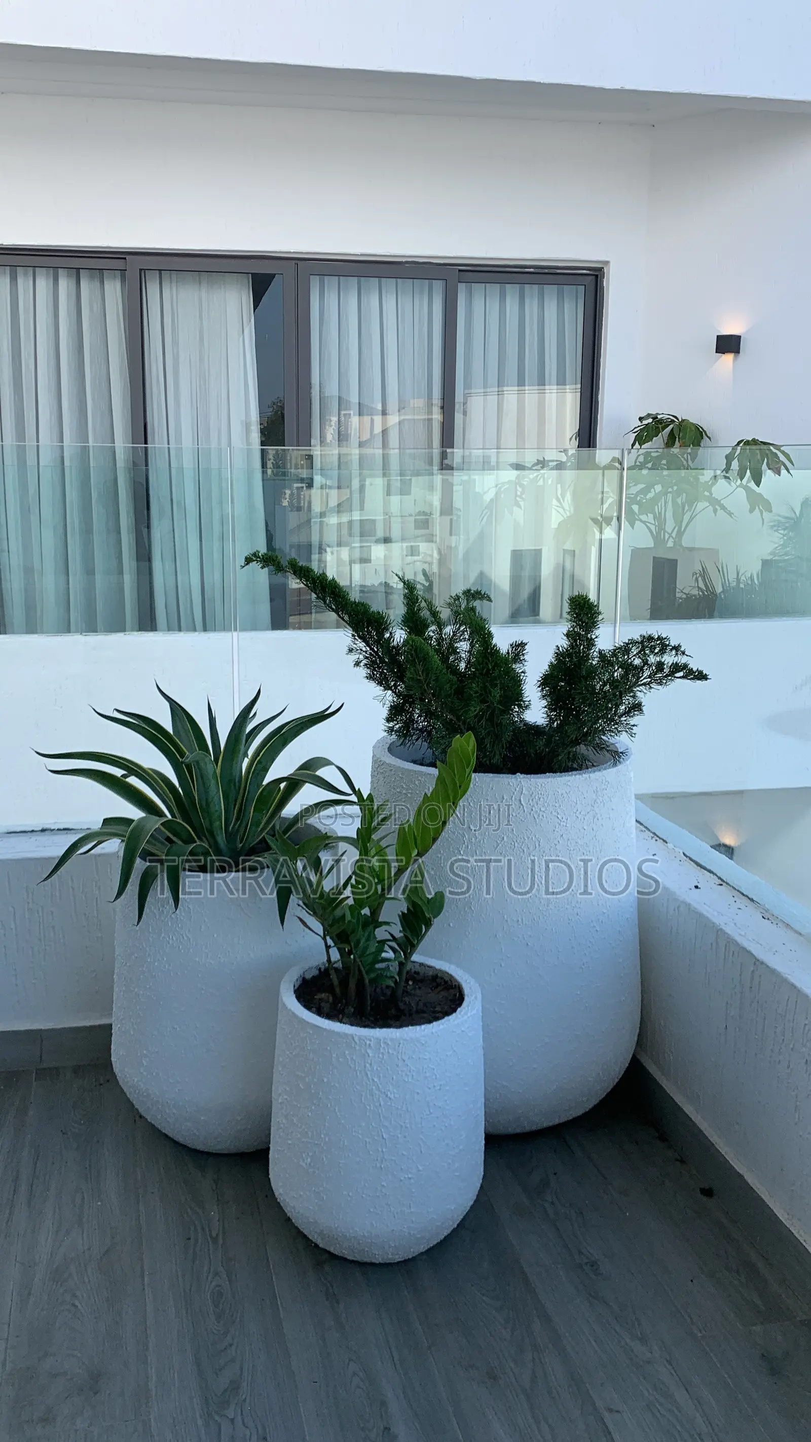 Modern Indoor Outdoor Set of Planters for Sale