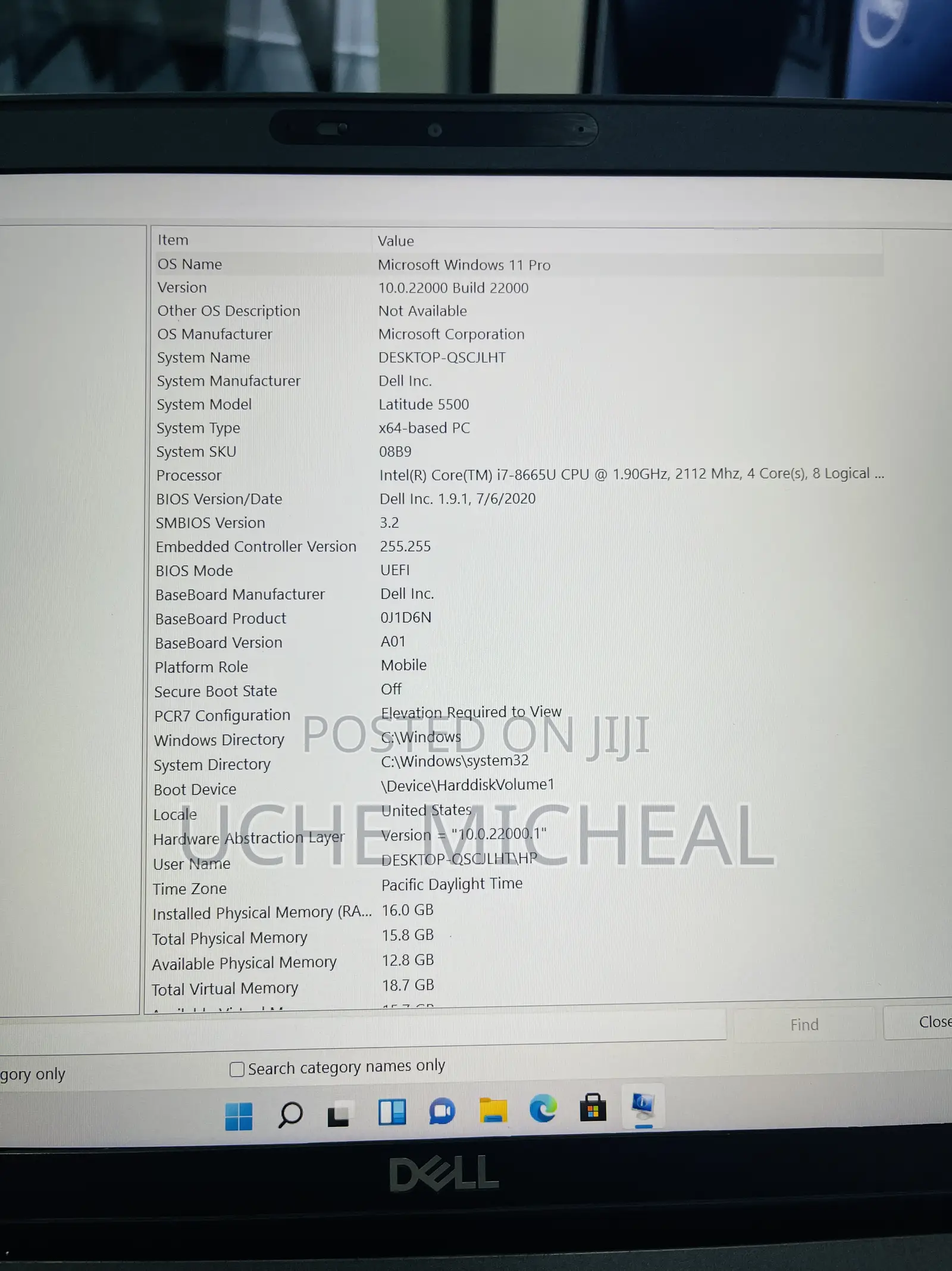 Laptop Dell Latitude 5500 16GB Intel Core i7 SSD 256GB