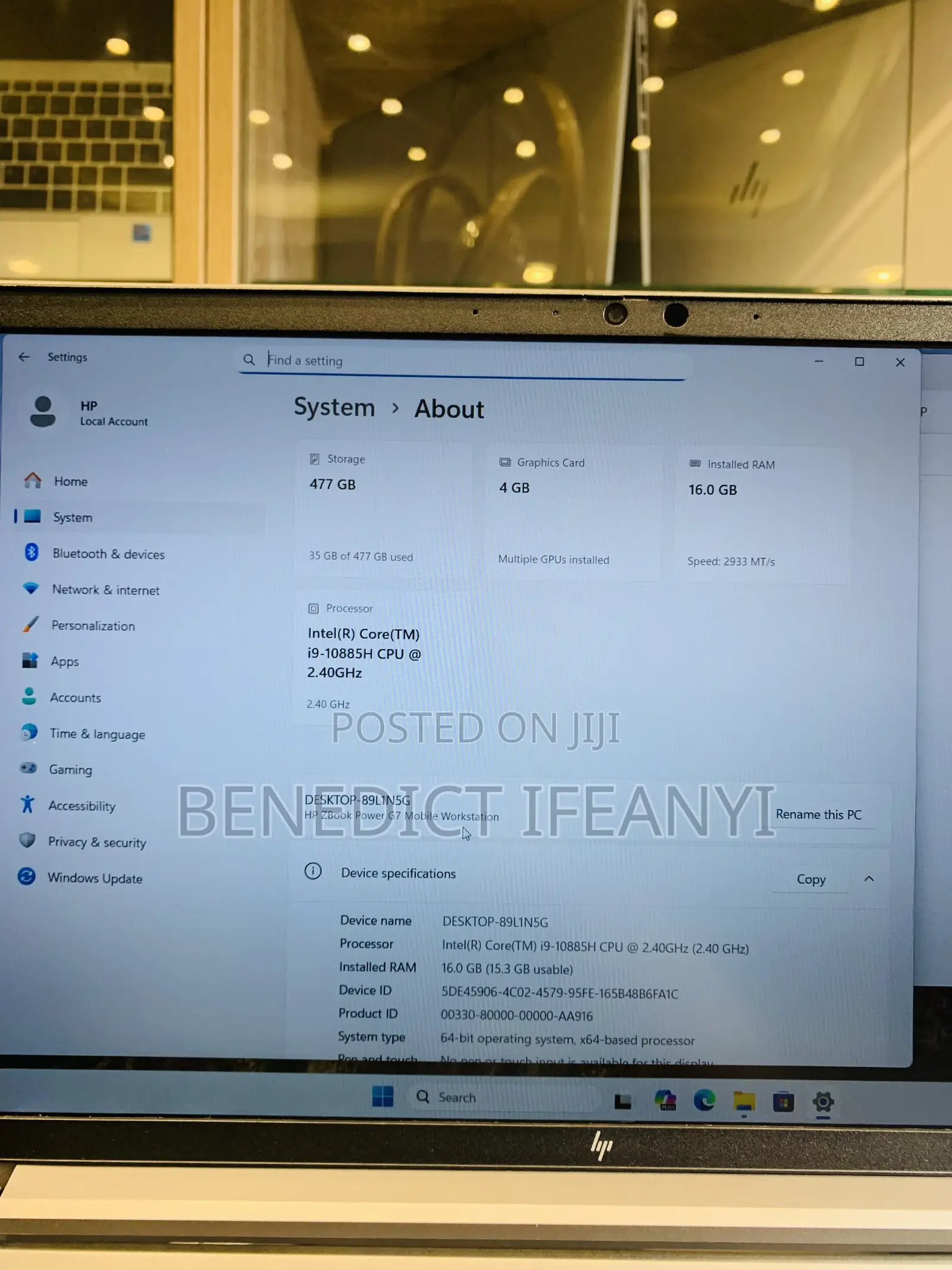 Laptop HP ZBook Power G7 16GB Intel Core i9 SSD 512GB