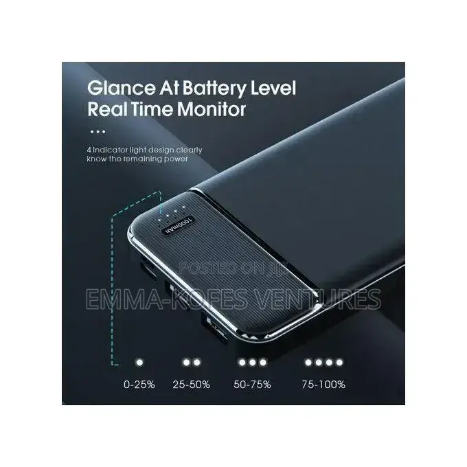10000mah Power Charge Bank Compact LCD Black