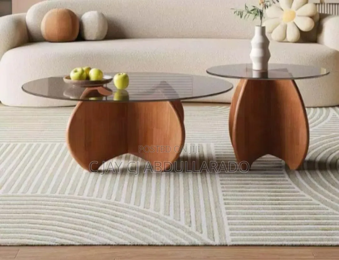 Glass 2 Pairs Table With Wood