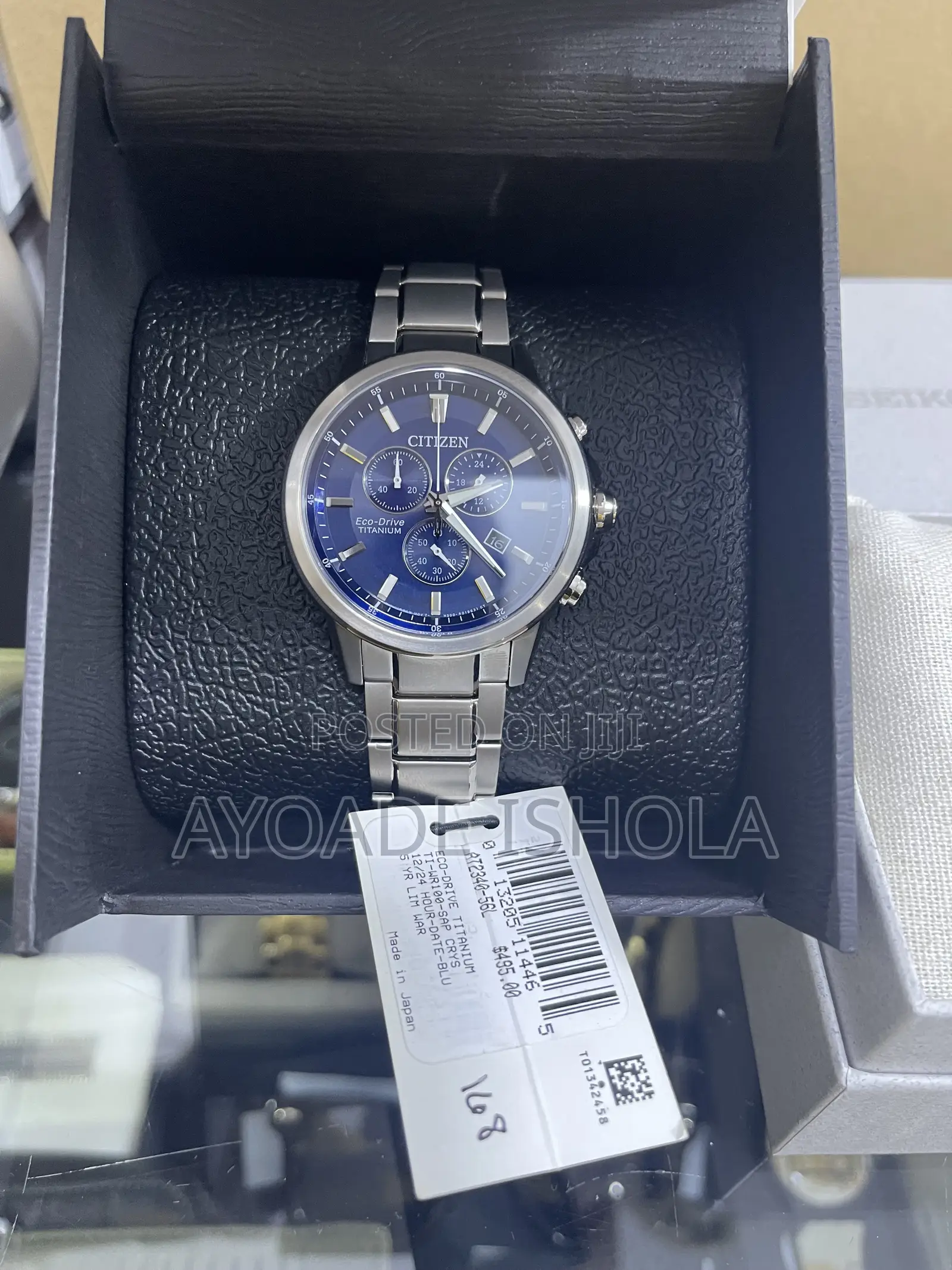 Citizen Eco-Drive Blue Chronograph Titanium Men's Watch At2340-56l