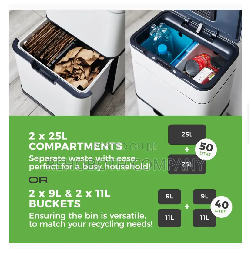 Tower T938021wht Ozone Recycling Sensor Bin, 50l
