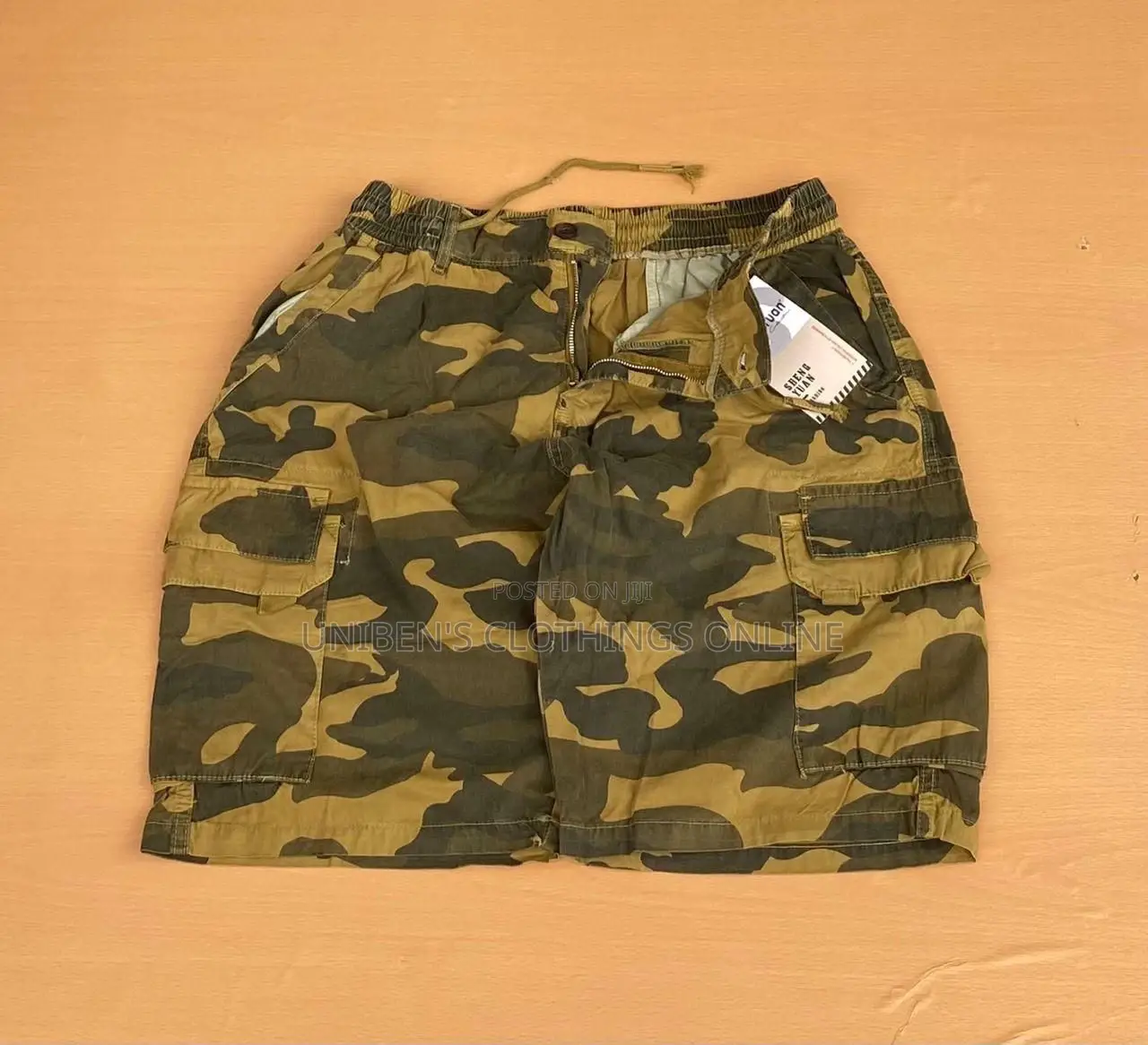 Solid Solid Khaki Sidepock Short Available From Waist 32-38