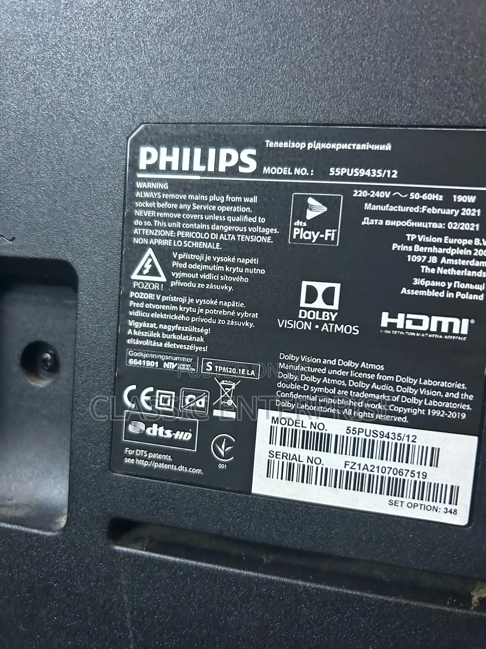 Philips 55 Inches 2020/21 Model Digital Satellite Uhd Premium Tv