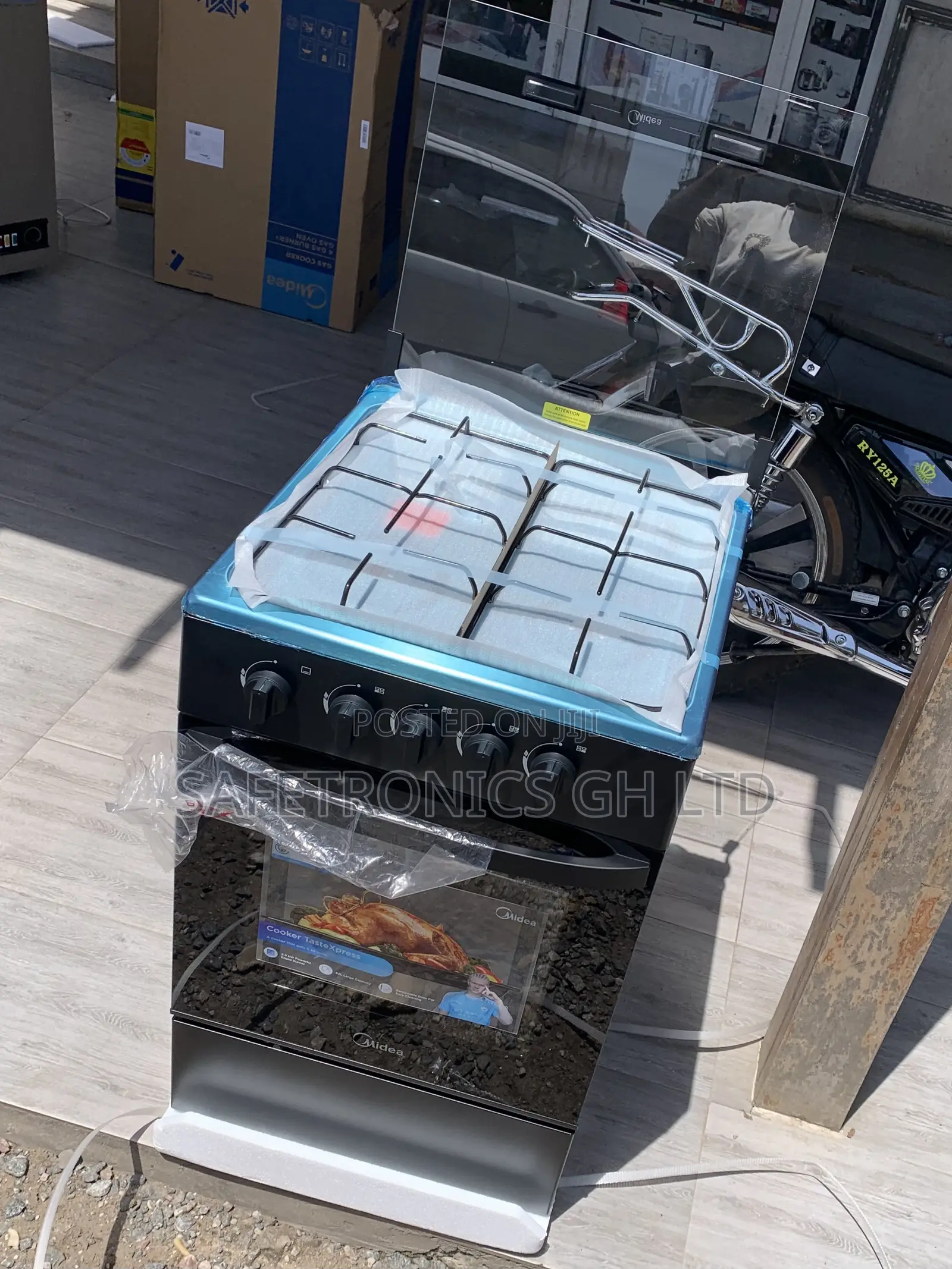 Get Accurate Midea 4 Gas Burner 60×60cm With Oven and Grill