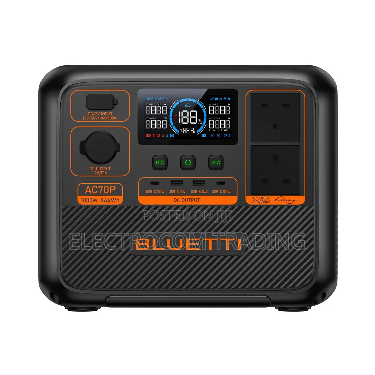 Bluetti Ac70p, 1,000w, 864wh, Portable Power Station