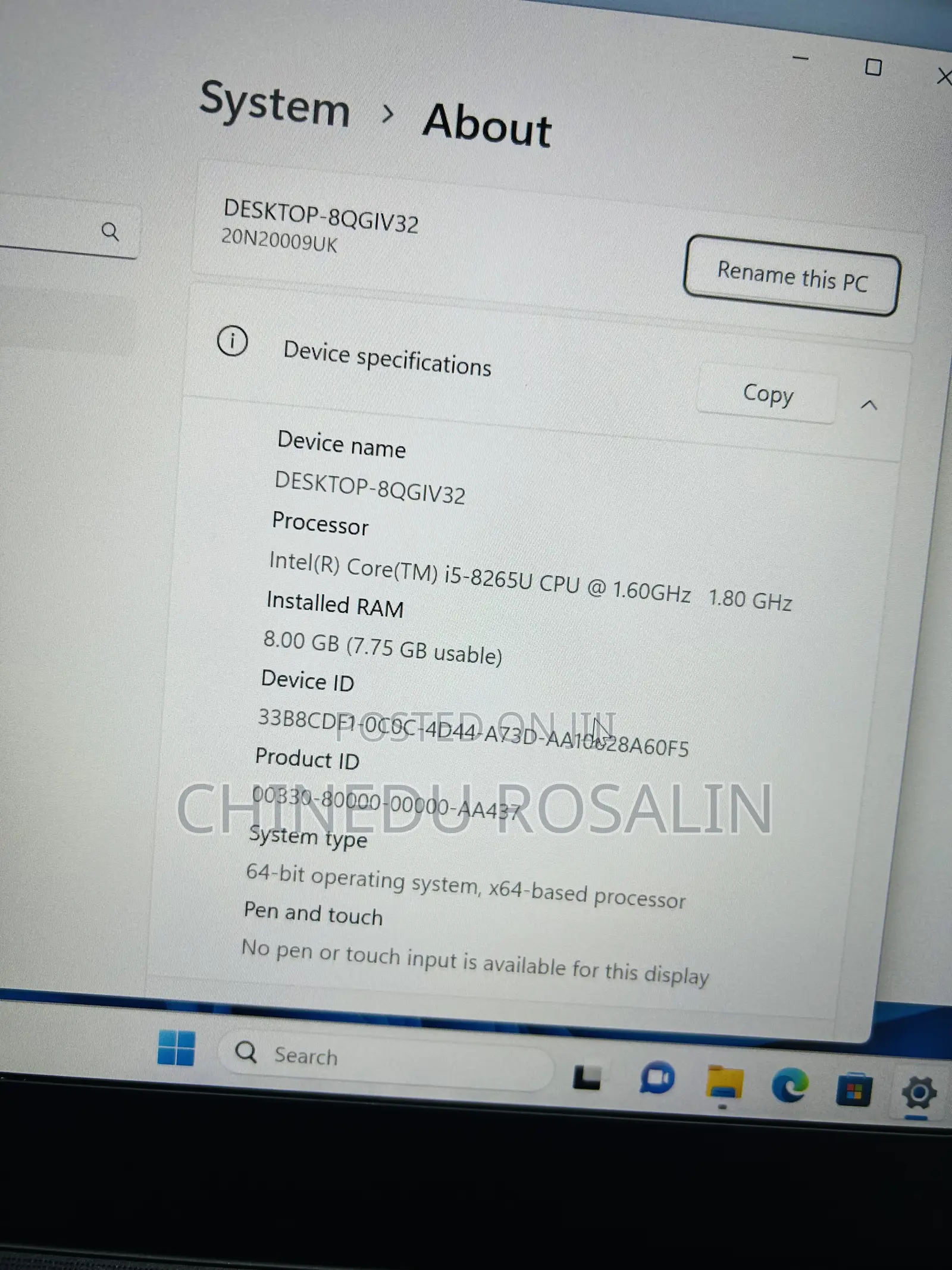 Laptop Lenovo 8GB Intel Core i5 SSD 256GB