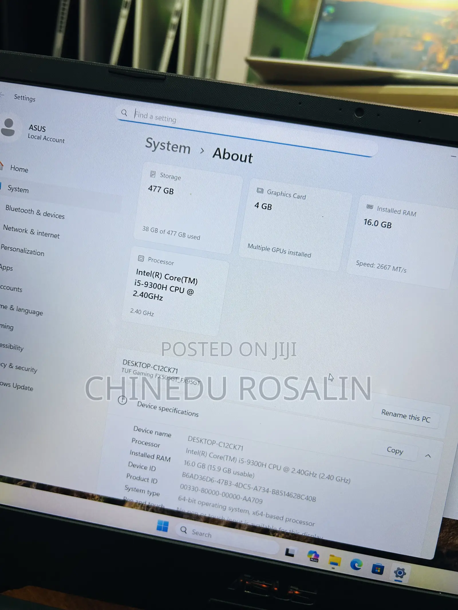 Laptop Asus TUF Gaming FX504 16GB Intel Core i5 SSD 512GB