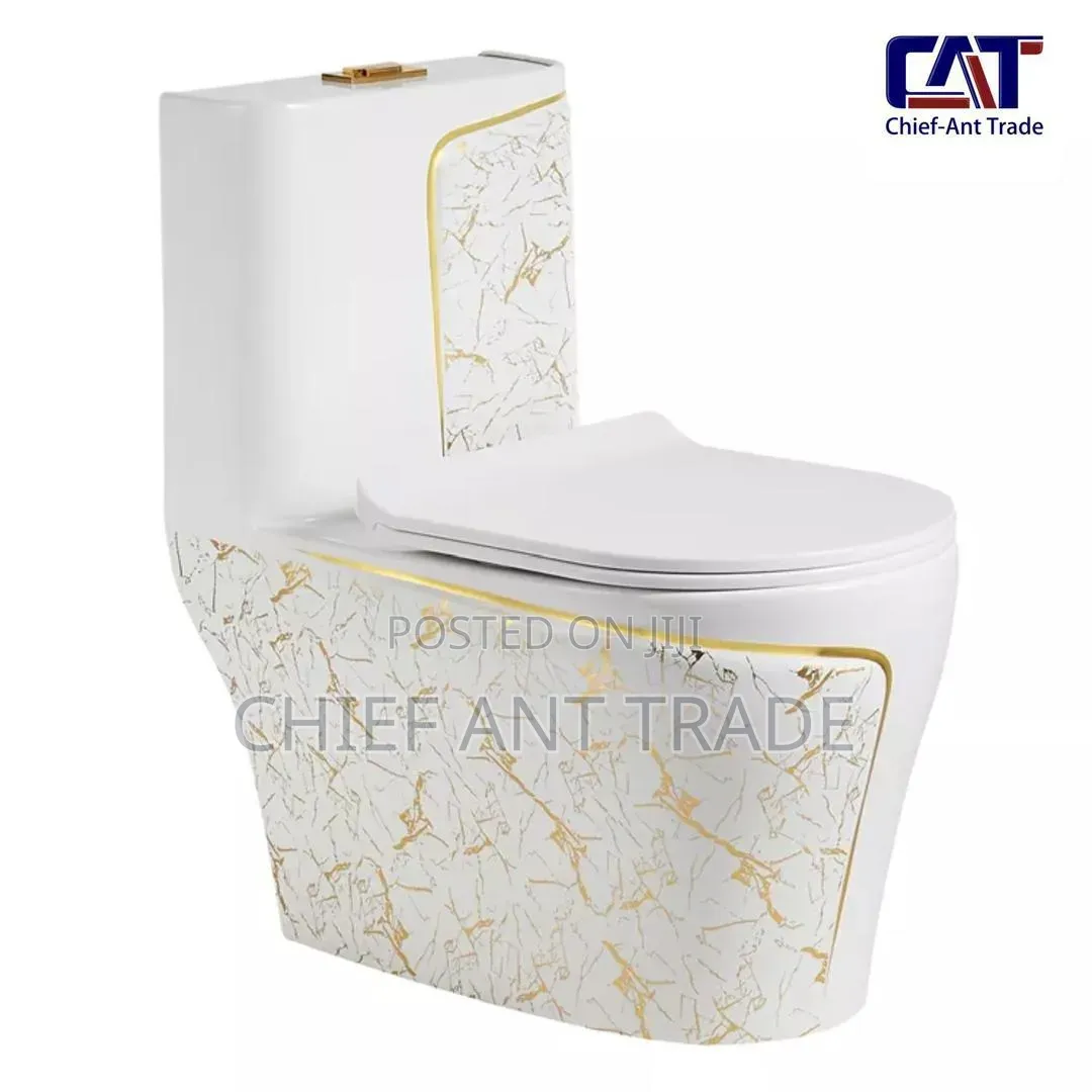 Toilet Seat Wc (White Gold Flower) 1242 / A046