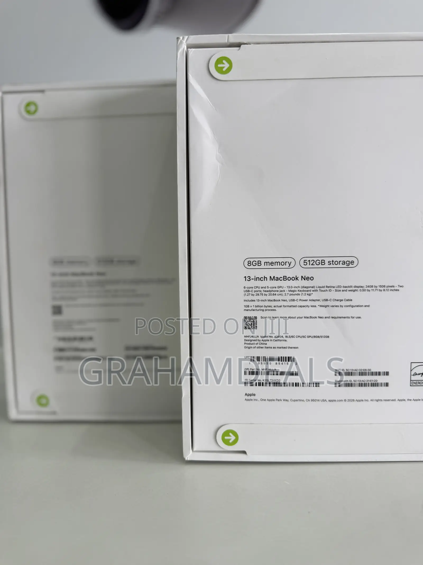 New Laptop Apple MacBook Neo 2026 8GB SSD 512GB