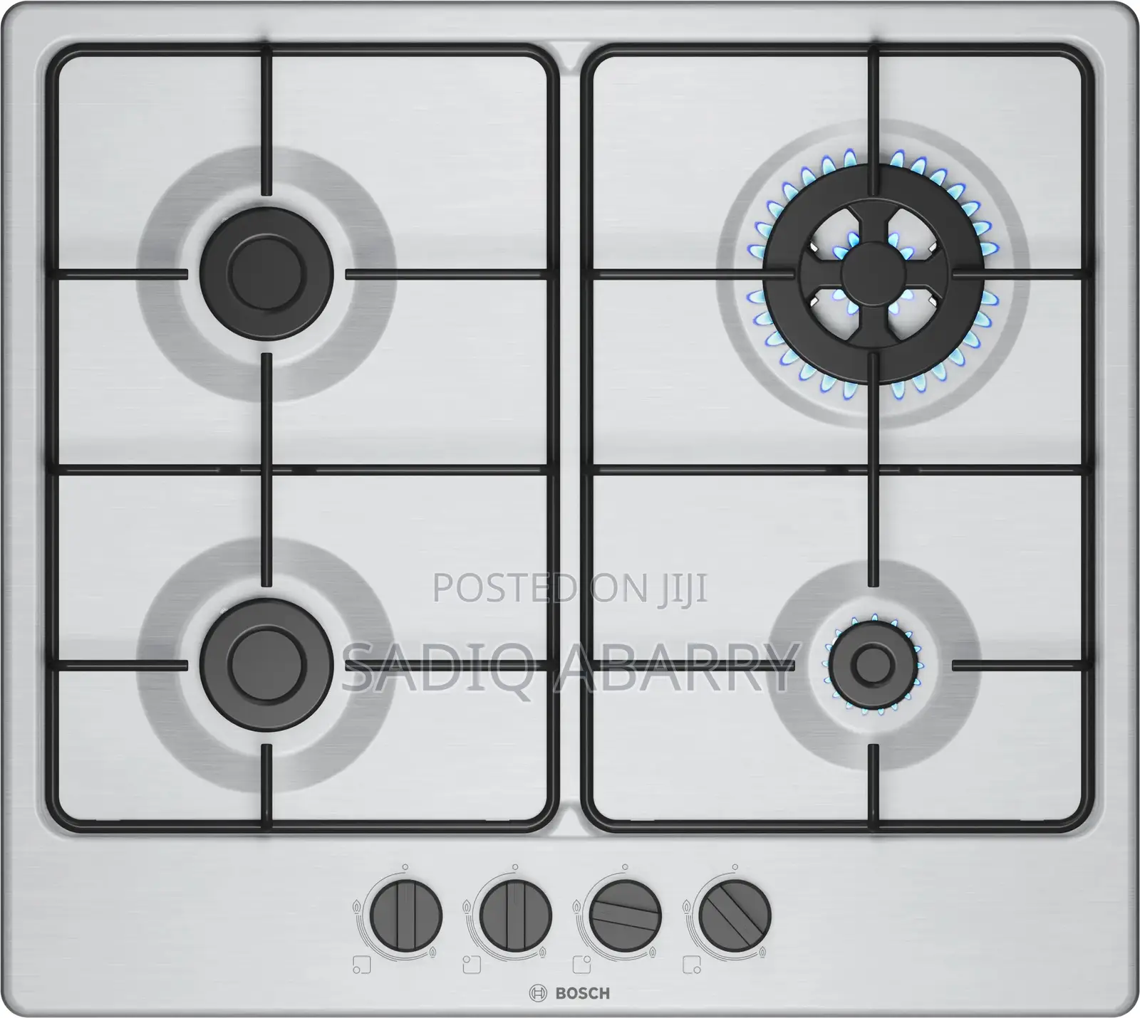 Bosch Serie 4 Pgp6b5k85 Hob Stainless Steel Built-in 58 Cm Gas